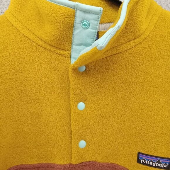 Patagonia Jacket Mens XXL Sisu Brown Mustard Color Block Fleece Snap T Synchilla - Picture 2 of 10